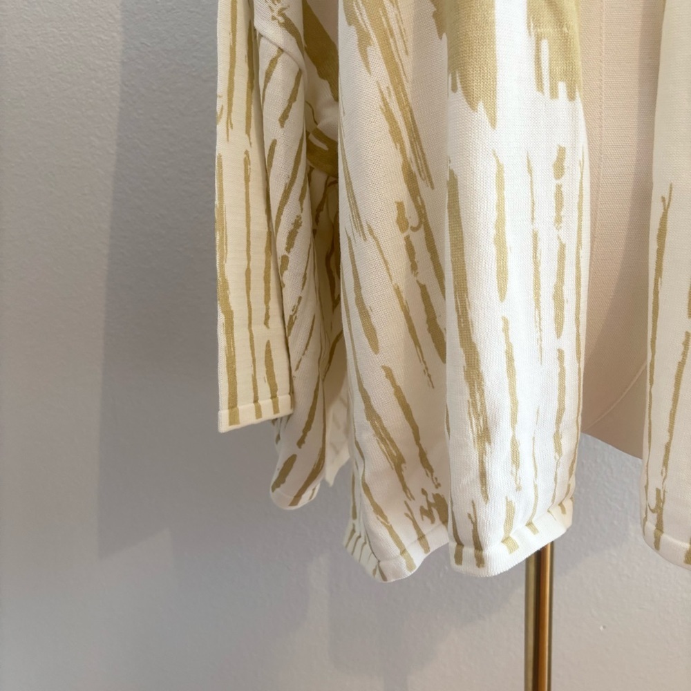 NWOT MarlaWynne 100% Cotton Kimono Cardigan Size 2X Tan Brushstroke Open Front - Picture 4 of 12